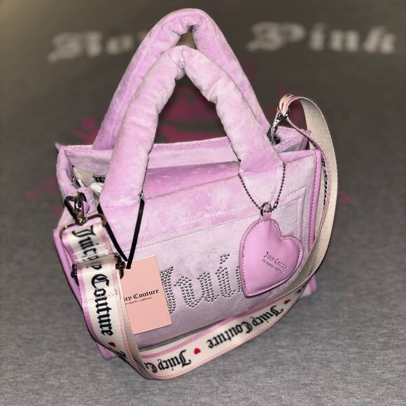 Juicy Couture Handbags - Juicy Couture Extra Spender Mini Tote Fondant Pink Velvet Handbag Crossbody